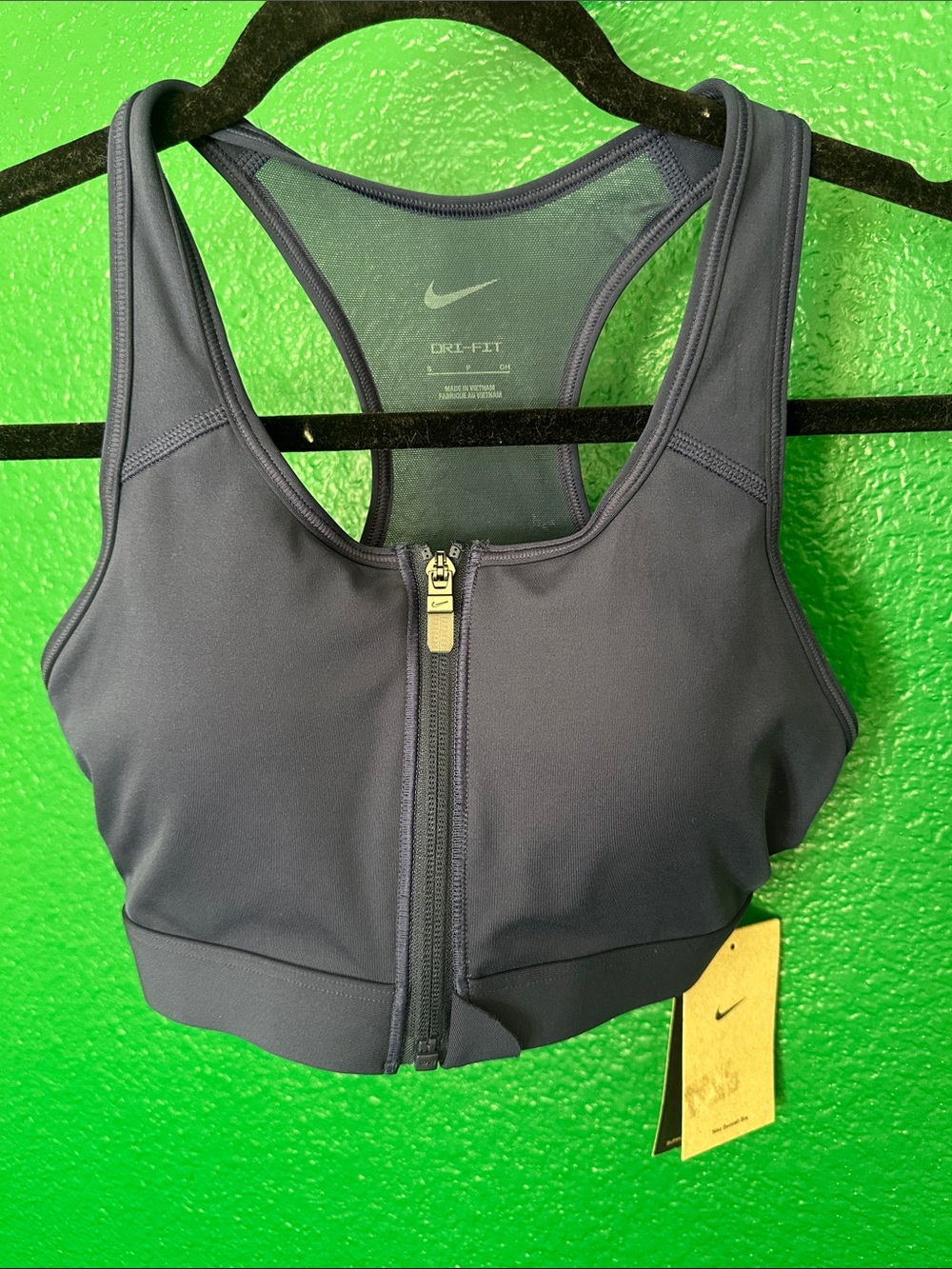 Nike Front-Zip Racerback Sports Bra - Charcoal